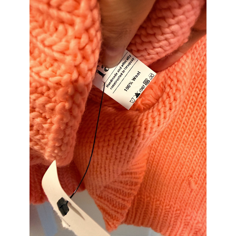 Tach Clothing M 100% Wool Jana Sweater $305 Handmade Knit Daisy Coral Pink - Picture 6 of 11